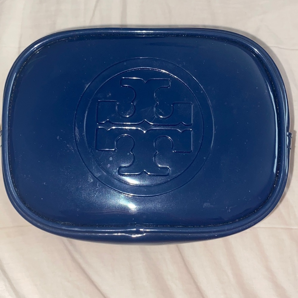 Tory Burch Navy Patent Leather Mini Makeup Bag